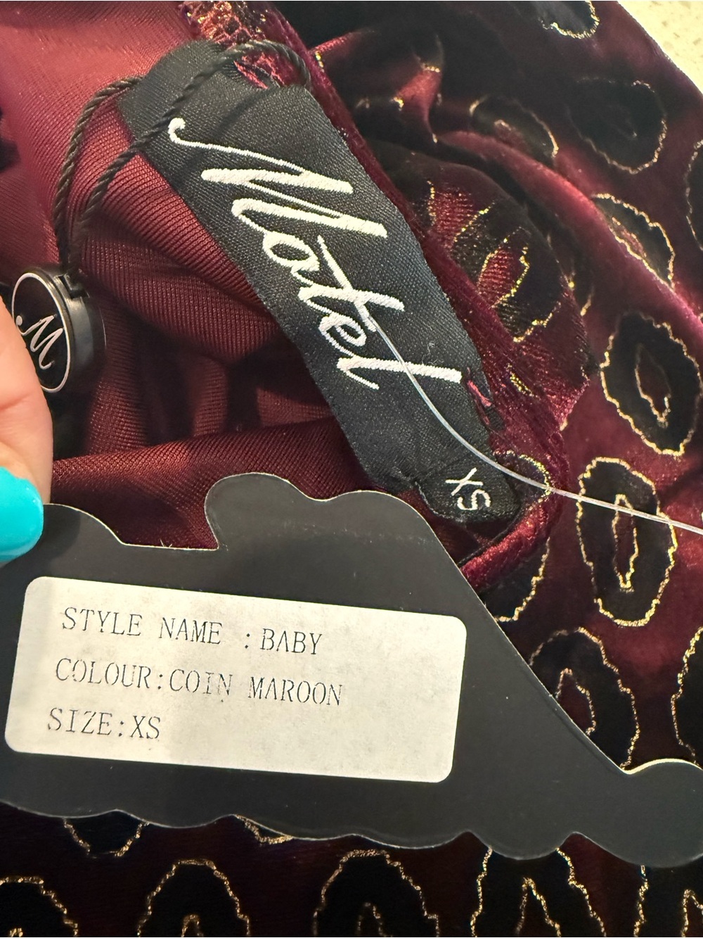 Motel Rocks Moody Maroon Burgundy Metallic Halter Wide Leg Jumpsuit  70s Party - Picture 3 of 14